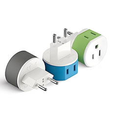 OREI Most of Europe Travel Plug Adapter - 2 USA Inputs - 3  Pack - Type C (US-9C)