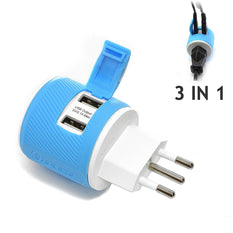 OREI Italy, Uruguay Travel Plug Adapter - Dual USB - Surge Protection - Type L