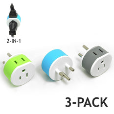 OREI Thailand Travel Plug Adapter - 2 USA Inputs - 3 Pack - Type O