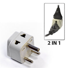 Type D - OREI  Grounded 2 in 1 Plug Adapter - India, Africa