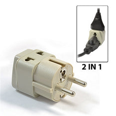 Type E/F Schuko - OREI Grounded 2 in 1 Plug Adapter - Germany, France, Europe