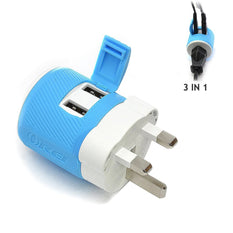 OREI UK, Ireland, Dubai Travel Plug Adapter - Dual USB - Surge Protection - Type G