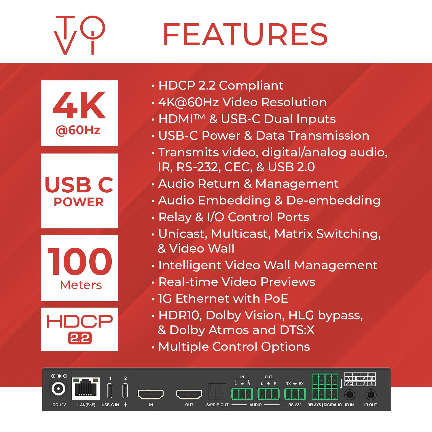 X4 Encoder ToVi X4 4K Encoder (Video Wall, KVM, eARC) - (X4UH-UC-ETX)