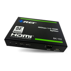 1x2 HDMI Splitter W/ Audio Out: 1-In 2-Out, UltraHD 8K, EDID (BK-102)