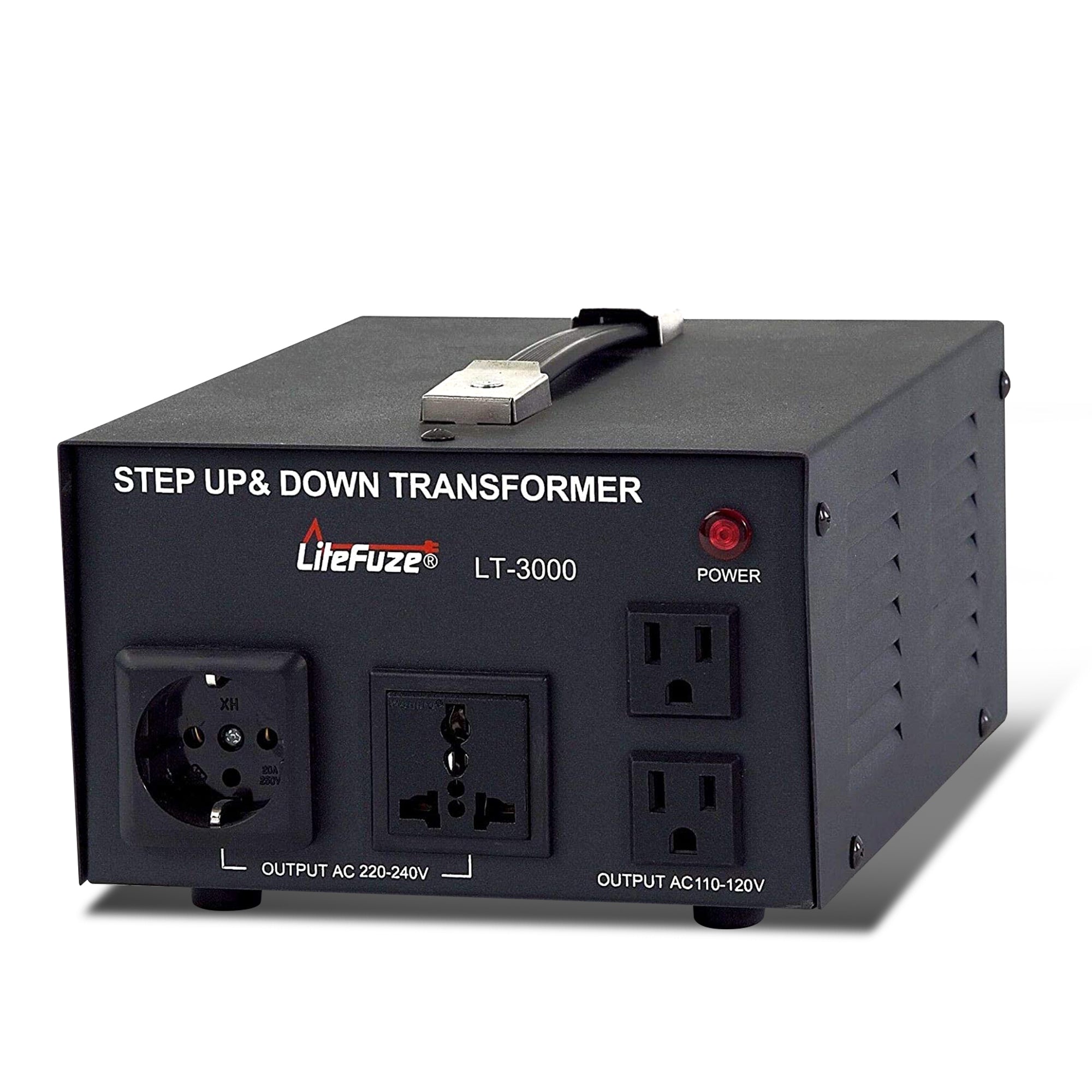 LiteFuze LT-2000 Convertisseur de tension 2000 Watts - Élévateur/Abaisseur - 110V/220V - Protection à disjoncteur LiteFuze LT-2000 Convertisseur de tension 2000 Watts - Élévateur/Abaisseur - 110V/220V - Protection à disjoncteur