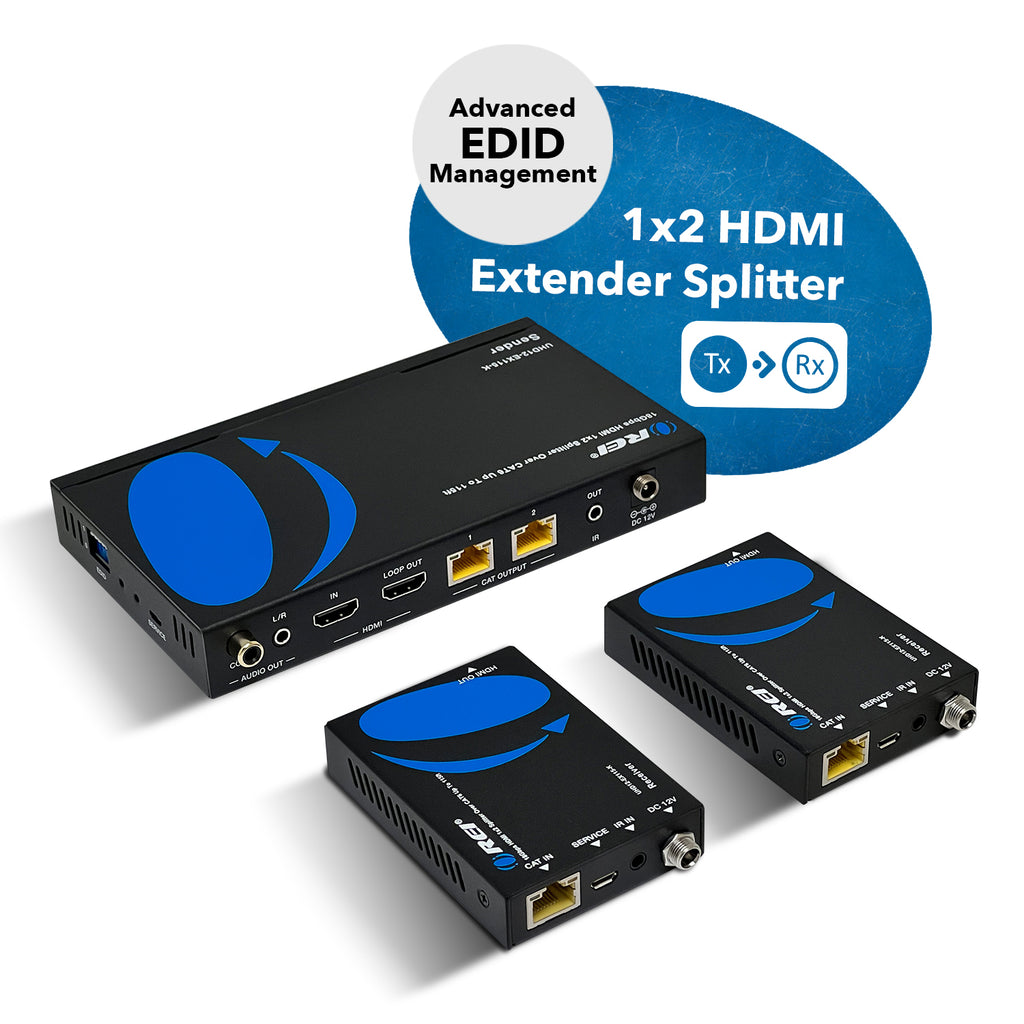 4K Ultra HD 1x2 HDMI Extender Splitter Over CAT6/7 Up To 115 Ft -EDID