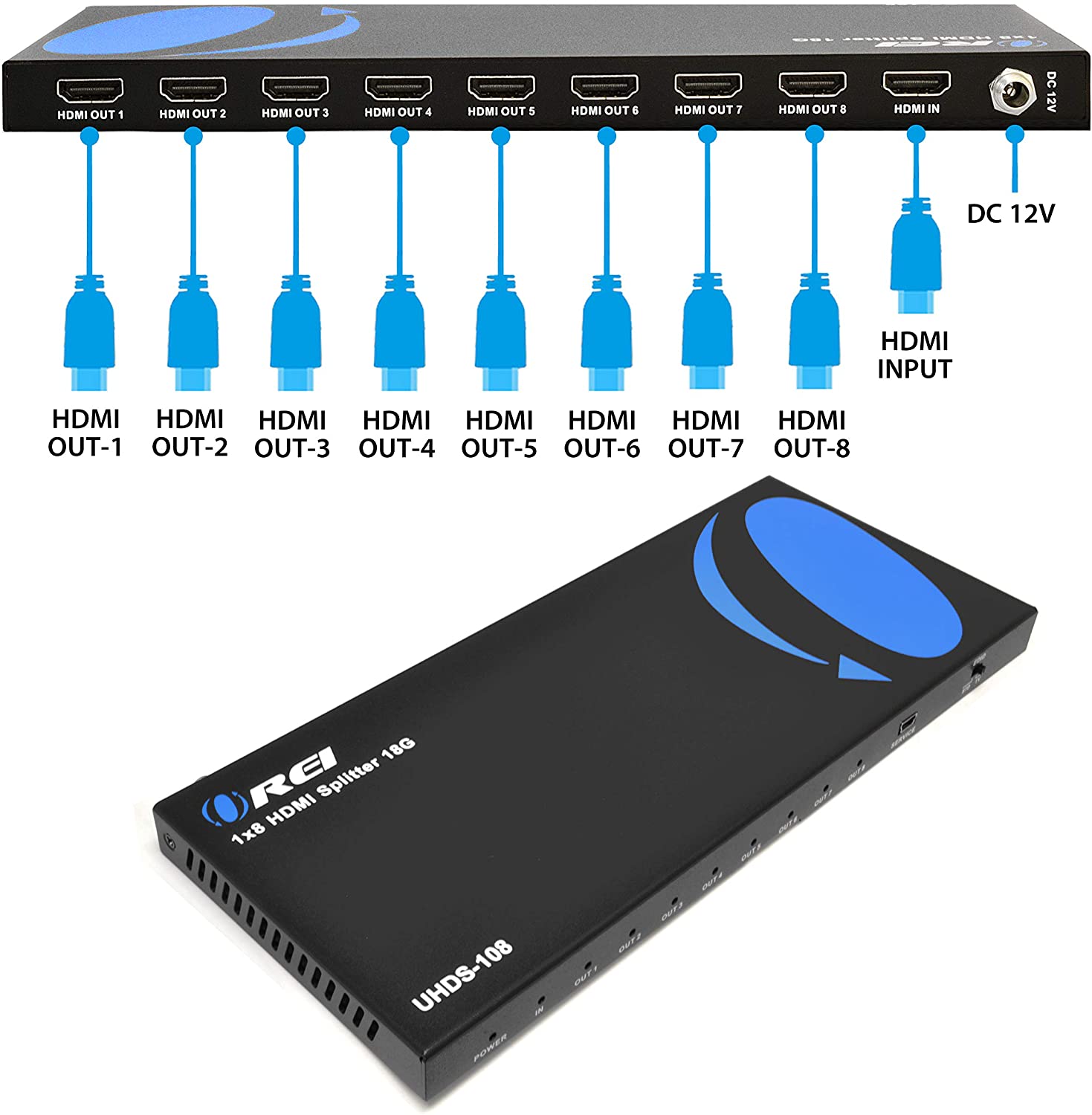 OREI UHDS-108: 1x8 Ultra HD 4K Splitter - Bombay Electronics