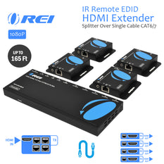 OREI HD14-EX165-K: 1x4 HDMI Extender Splitter Over CAT6/7 Up to 165 Ft @1080P