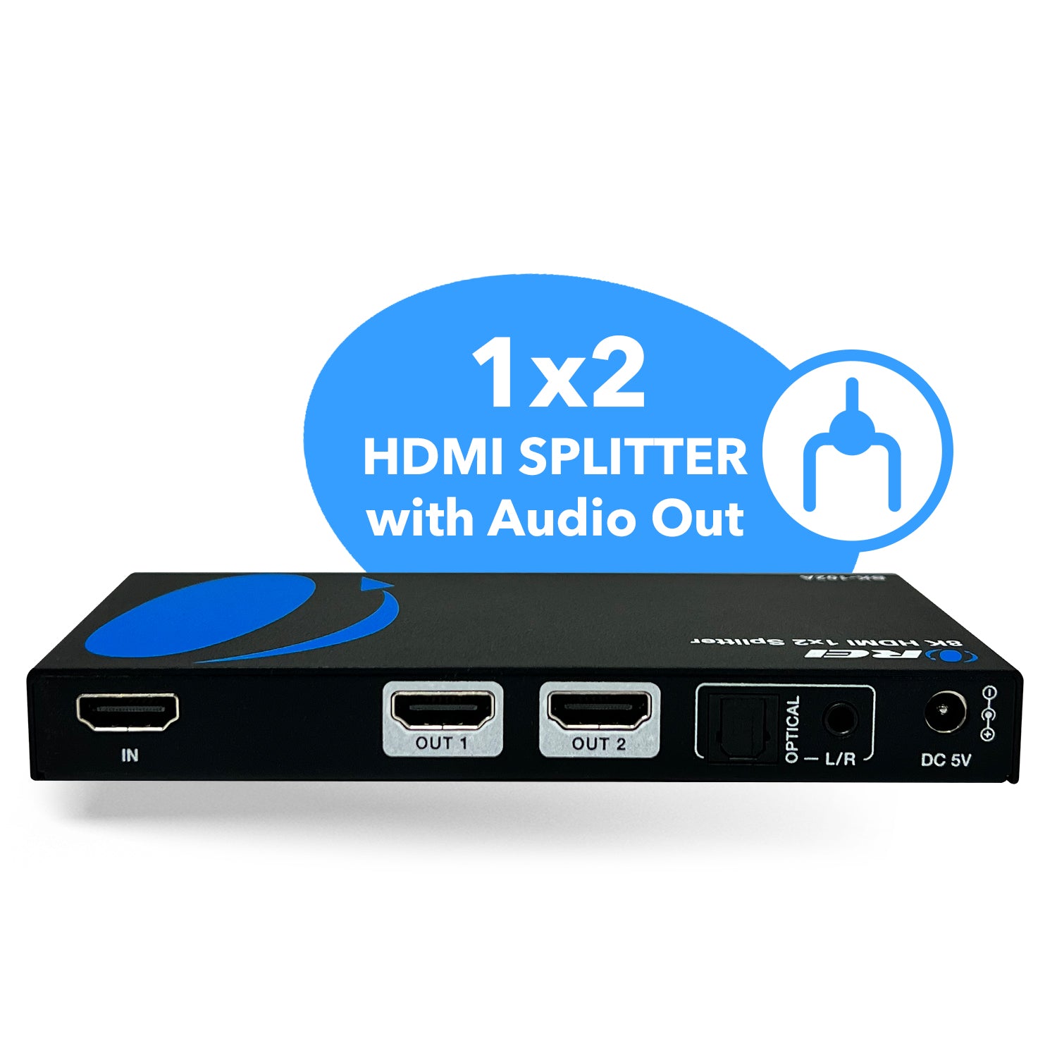 1x2 HDMI Splitter W/ Audio Out: 1-in 2-out, UltraHD