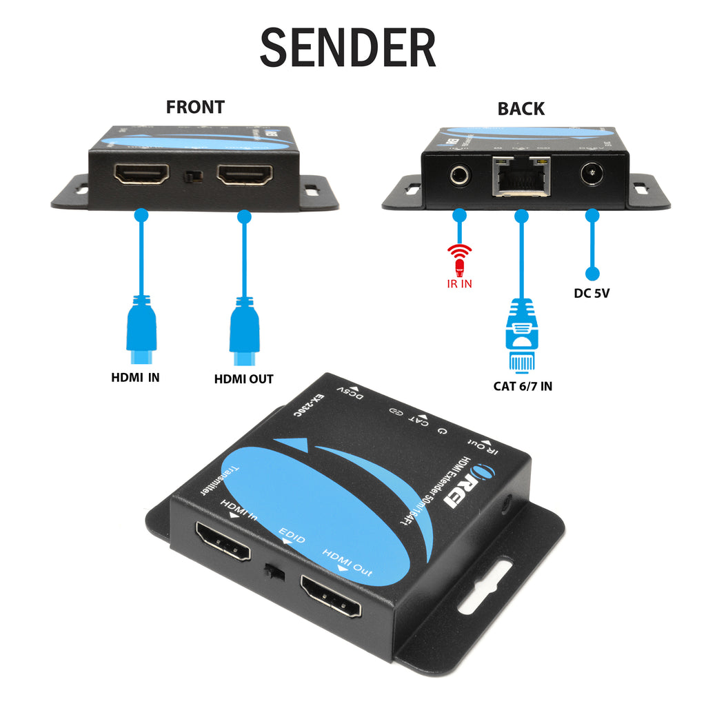 4K HDMI Extender Over CAT6/7 RJ45 4K@30Hz Upto 130 Ft & 1080p Upto 230