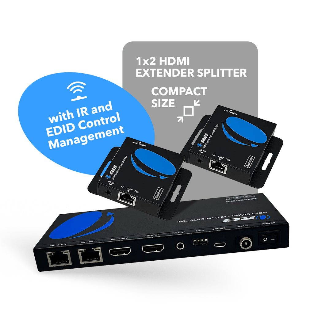 HDMI Extender Splitter 1x2 1080p Over Cat5e/Cat6/Cat7 Ethernet Cable with 2  H