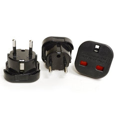 Orei GP-021 Continental UK 3-Pin To Schuko European 2-Pin Grounded Travel Adapter Plug (3 Pack)