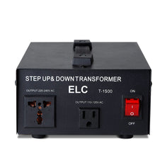 ELC T-1500 1500-Watt Voltage Converter Transformer w/ Circuit Breaker Protection
