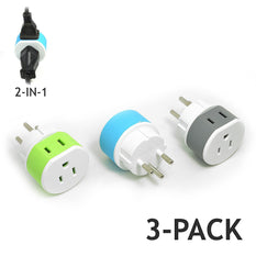 OREI Israel, Palestine Travel Plug Adapter - 2 USA Inputs -  3 Pack - Type H