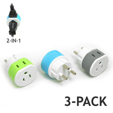 OREI Denmark Travel Plug Adapter - 2 USA Inputs - 3 Pack -  Type K