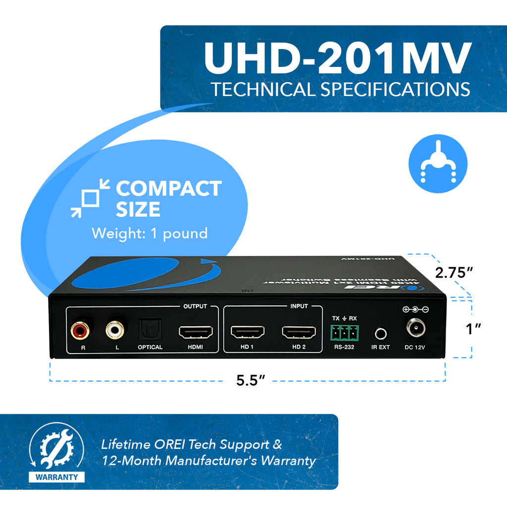 Ultra HD 4K Multi-Viewer 2x1 HDMI Seamless Video Switch(UHD-201MV)