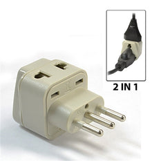 Type L - OREI Grounded 2 in 1 Plug Adapter - Italy, Uruguay